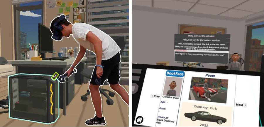 The Social Engineer VR serious game gameplay screenshot